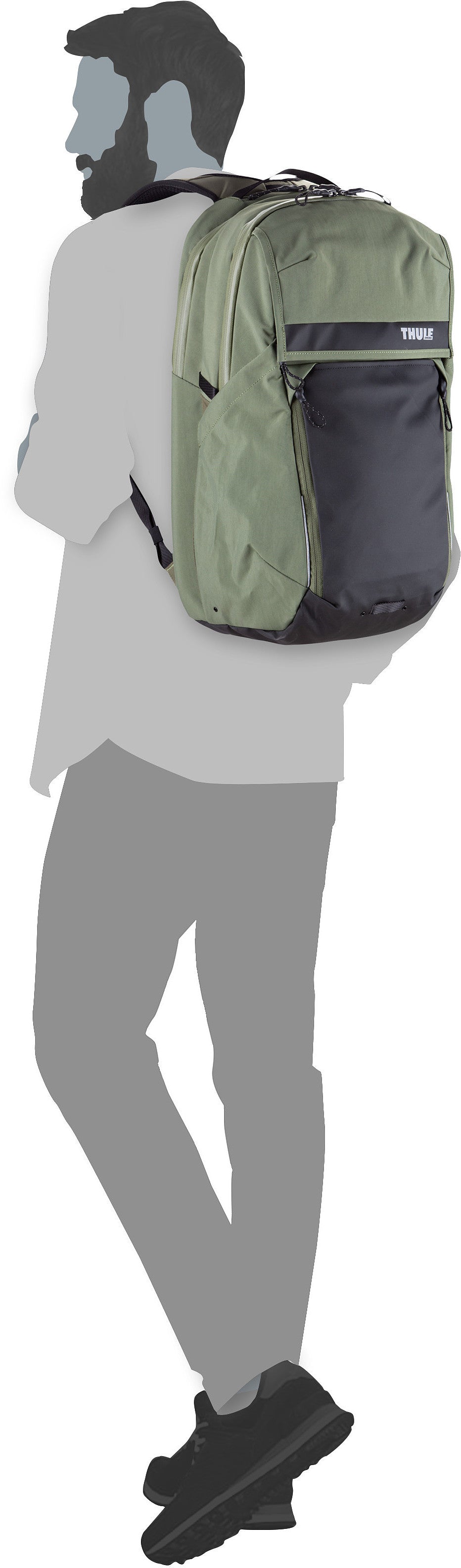 Thule Paramount Commuter 27L Olivine Mochila – Vista Silueta