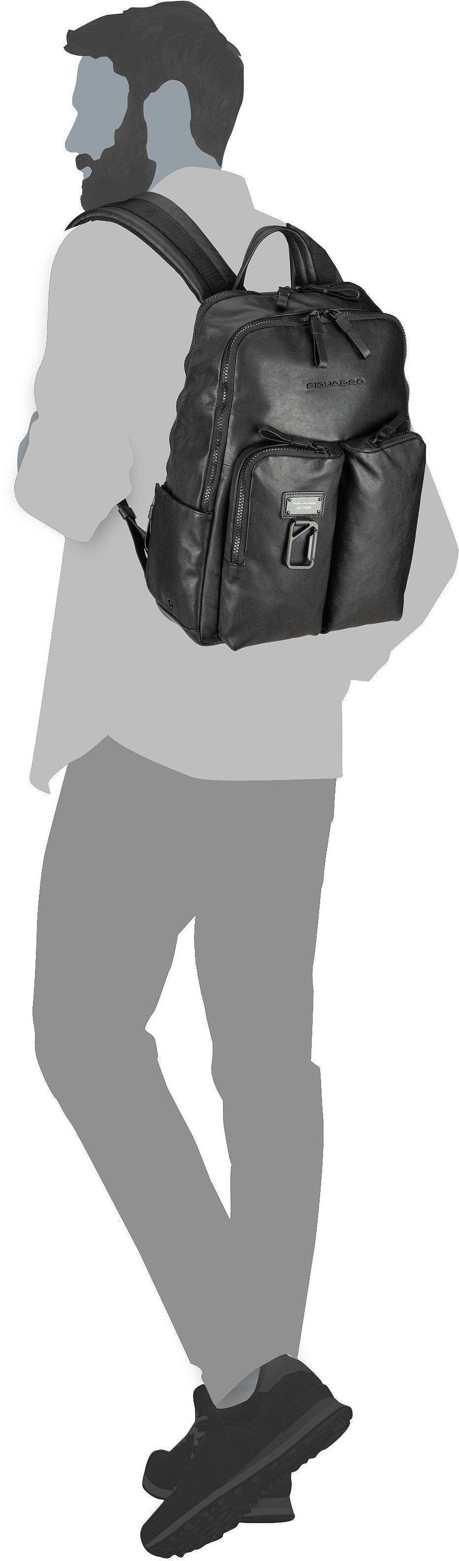 Piquadro Harper 3869 RFID Testa di moro Backpack – Silhouette View