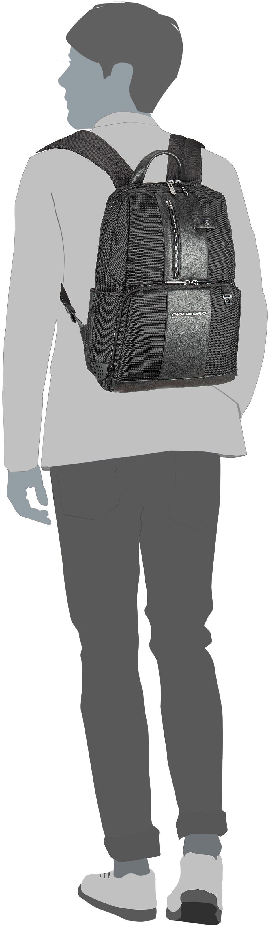 Piquadro Brief 3214 Nero Backpack – Silhouette View
