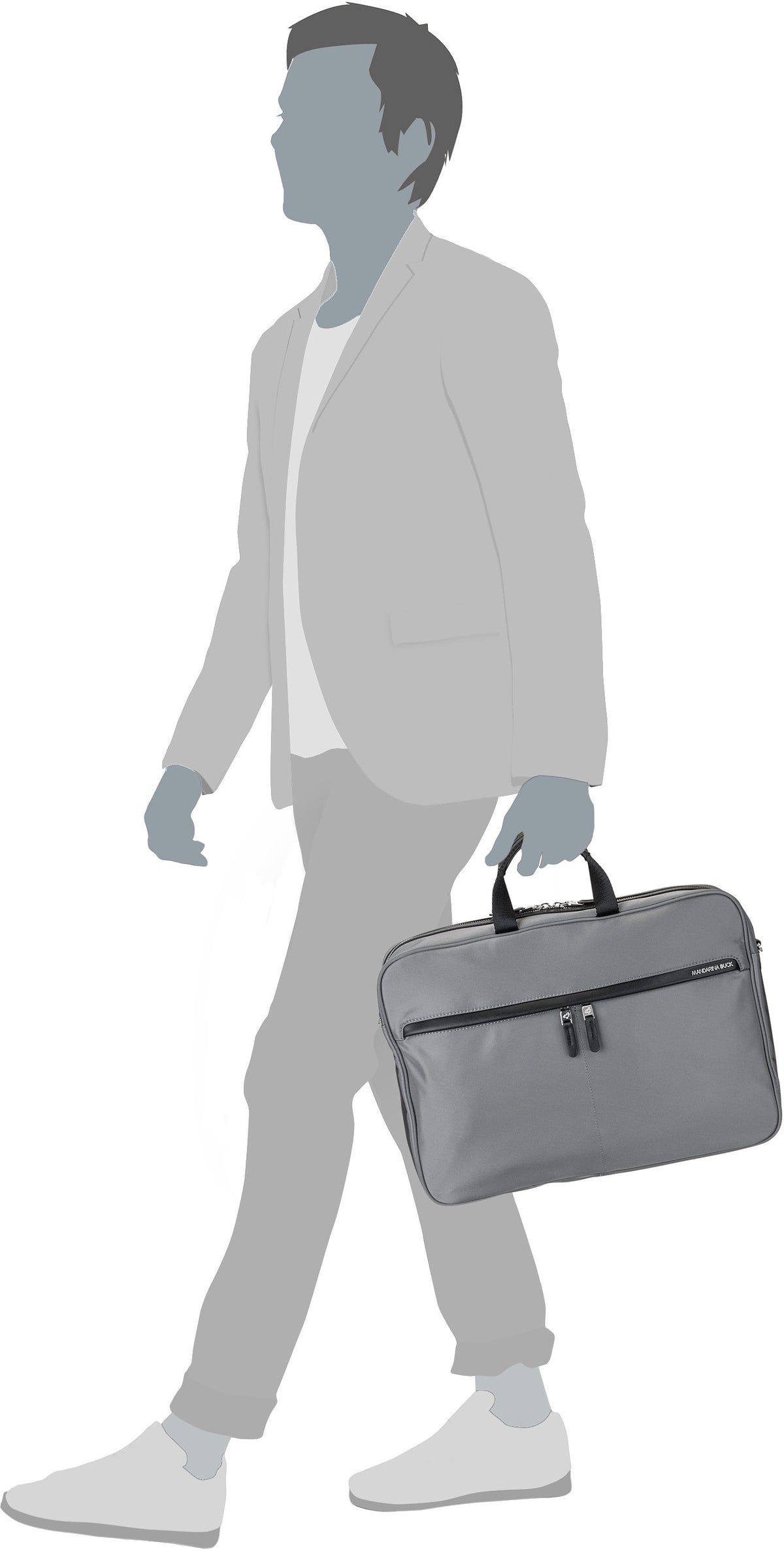 Mandarina Duck Hunter Urban Briefcase HWC02 Smoked Pearl Mallette – Vue Silhouette