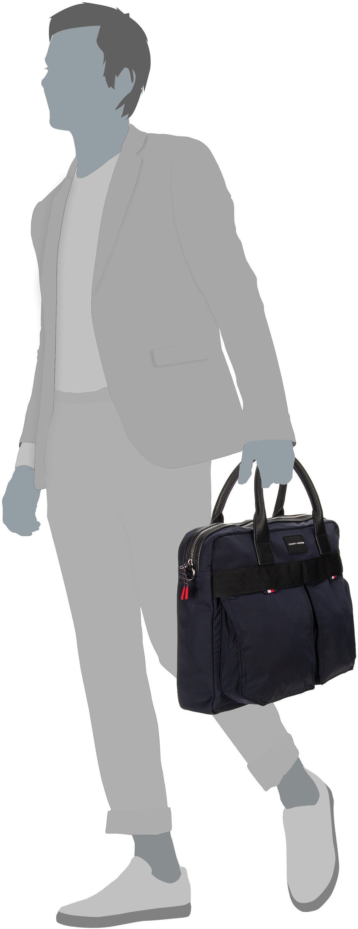 Tommy Hilfiger TH Func Nylon Computer Bag PF24 Black Mallette – Vue Silhouette