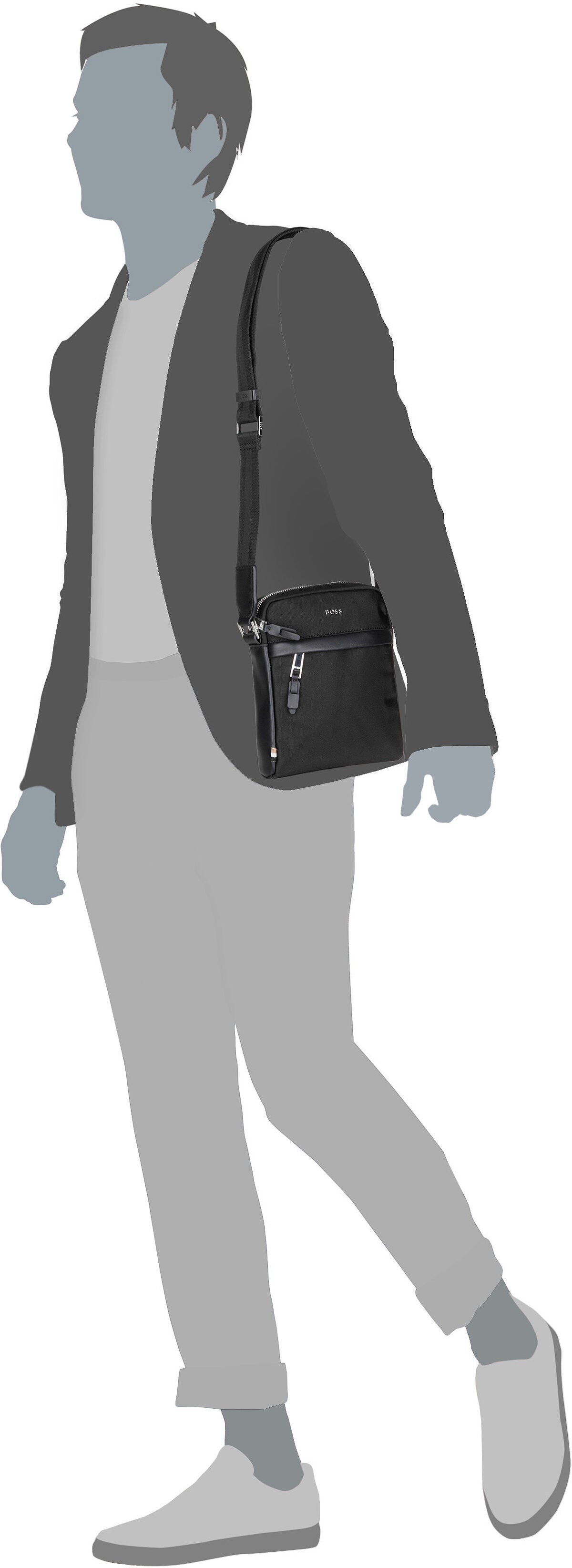 BOSS Highway NS Zip 50536491 Black Sac à bandoulière – Vue Silhouette