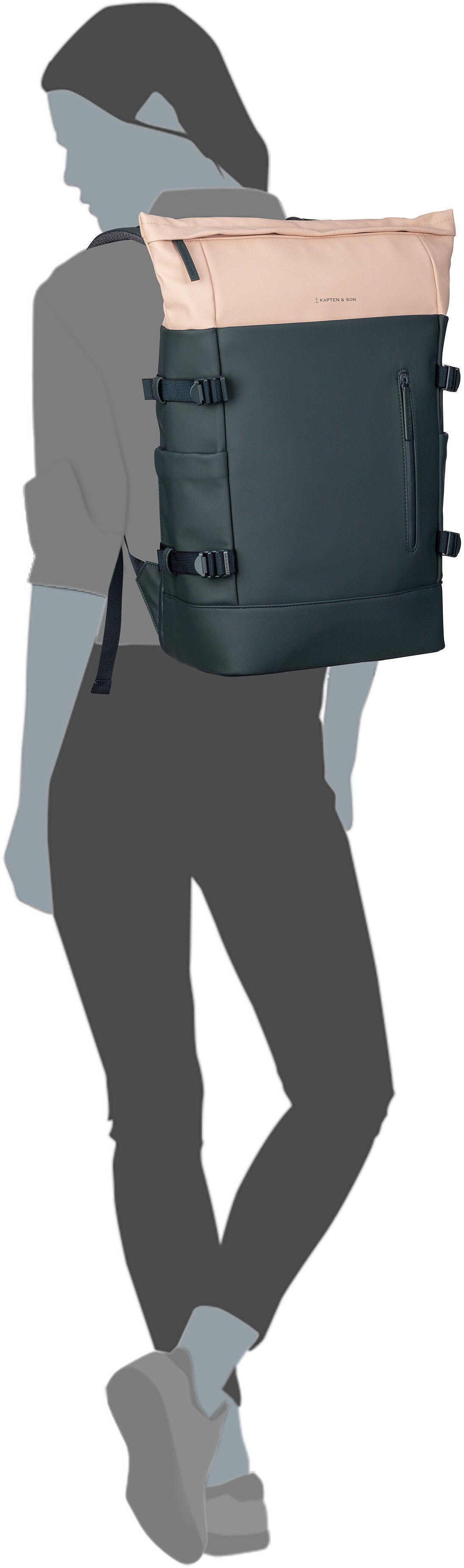 Kapten & Son Helsinki Pro Greige Sac a dos – Vue Silhouette