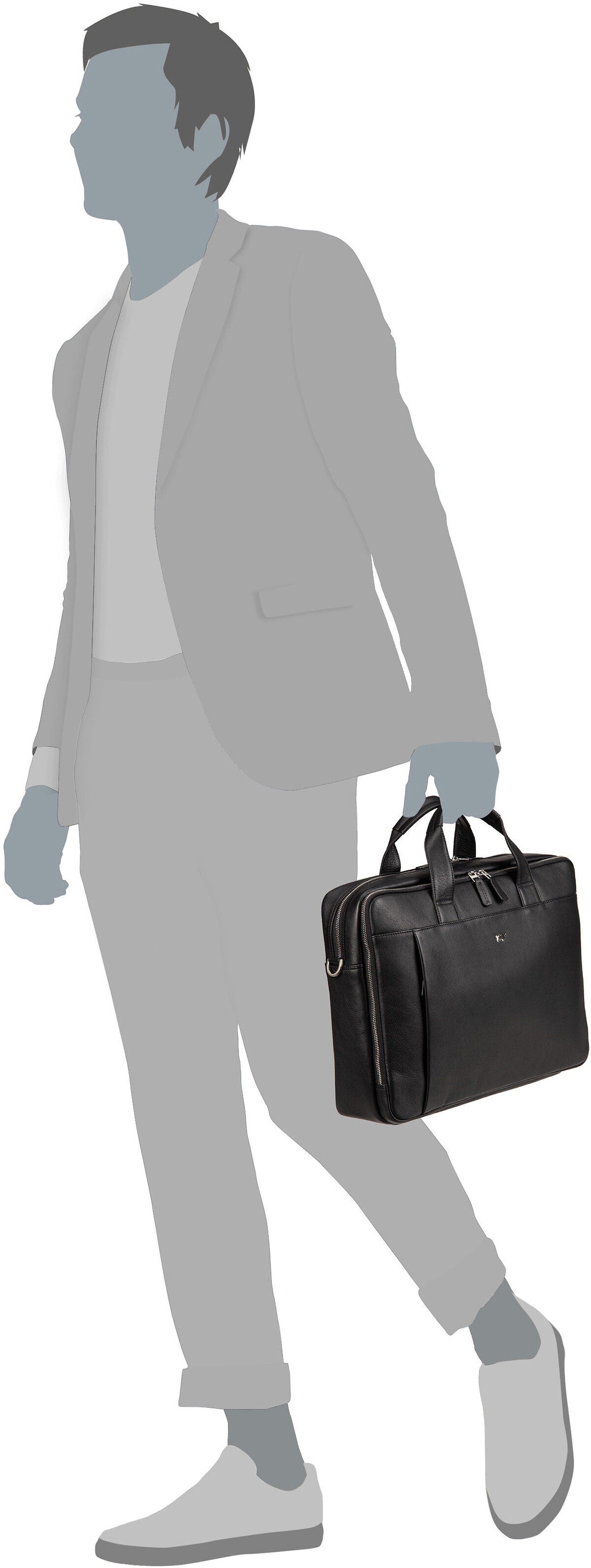 Braun Büffel GOLF 3.0 Business Bag L 90674 Schwarz Maletín – Vista Silueta