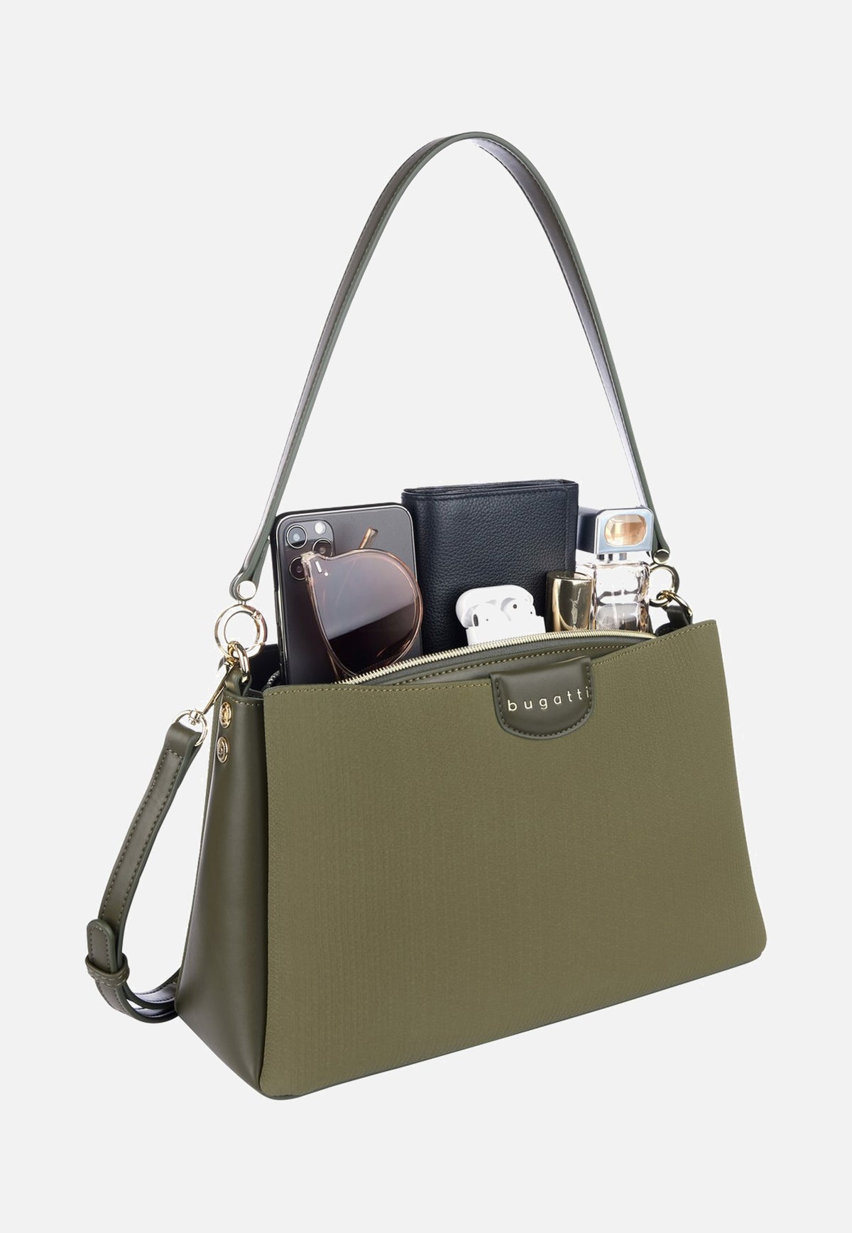Bugatti Leah Shoulder Bag M Olive Borsa a tracolla