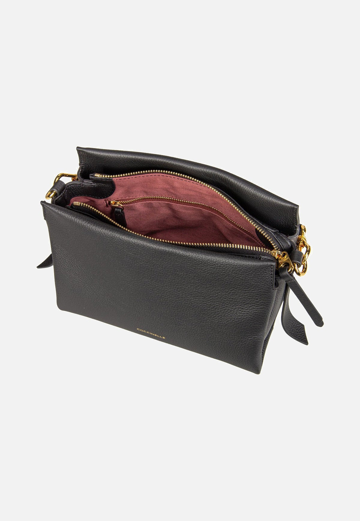 Coccinelle Boheme Grana Double 5801 Noir/Cognac Handle Bag