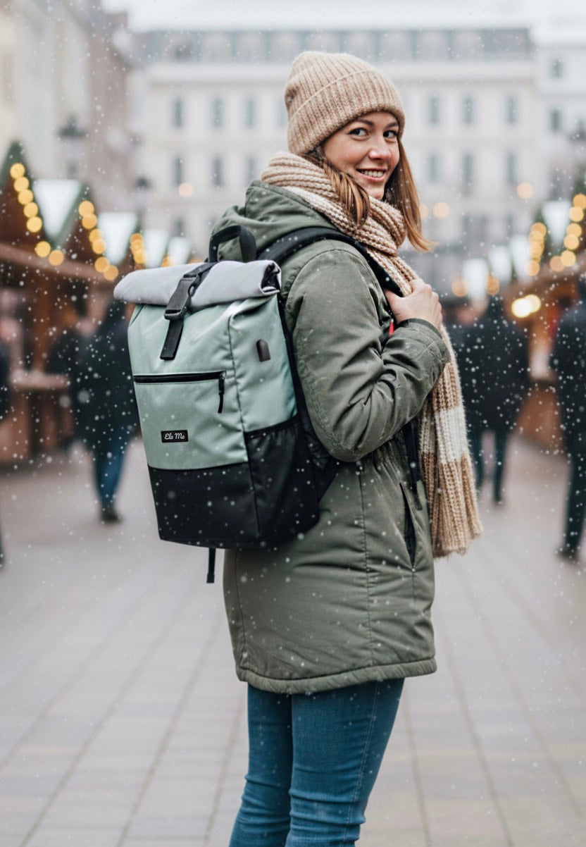 Ela Mo Rolltop Mintgrey Rolltop Rugzak
