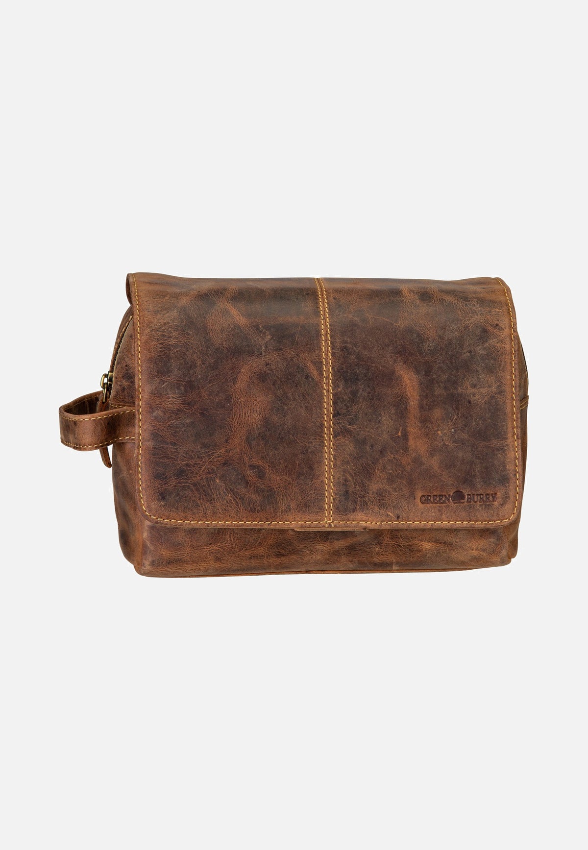Greenburry Vintage 1737M Leder Sattelbraun Toilettas