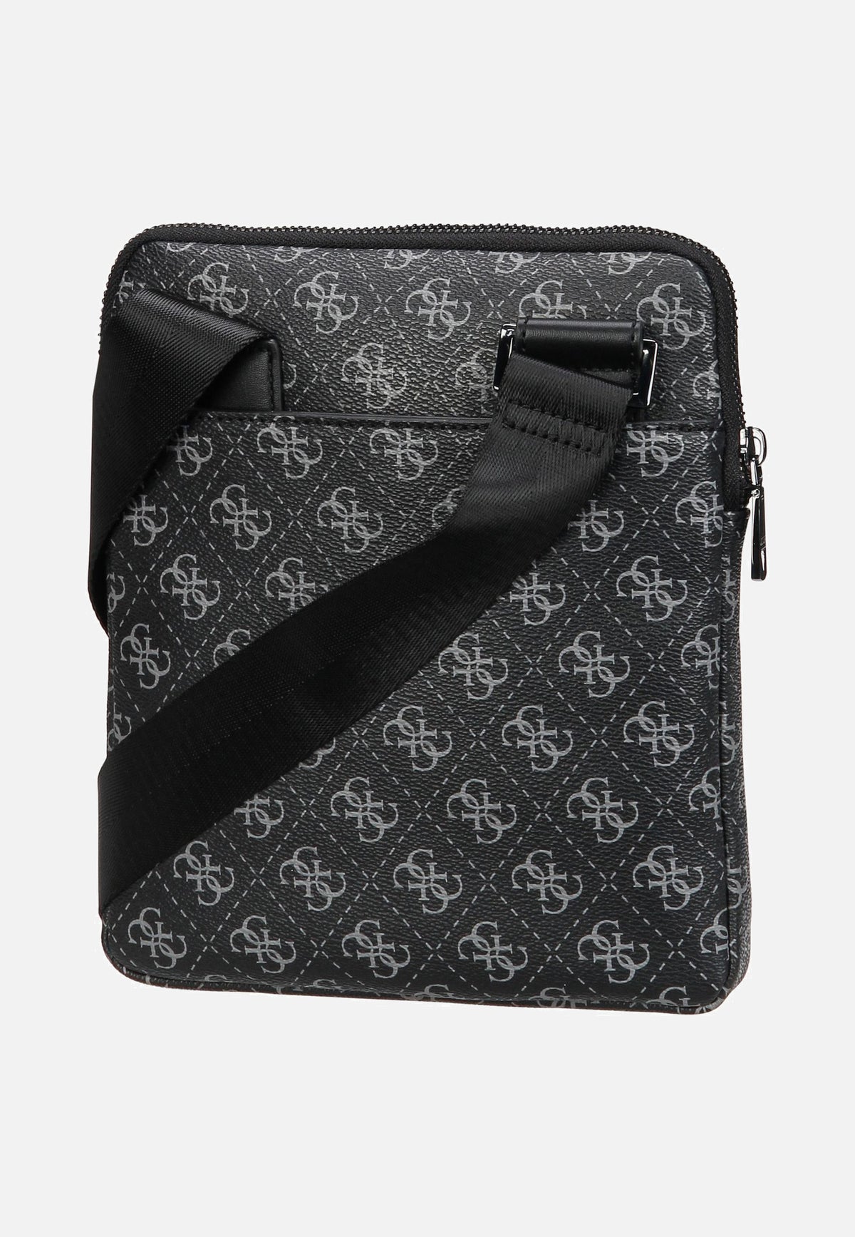 Guess Milano Eco Grain Double Flat Dark Black Sac à bandoulière
