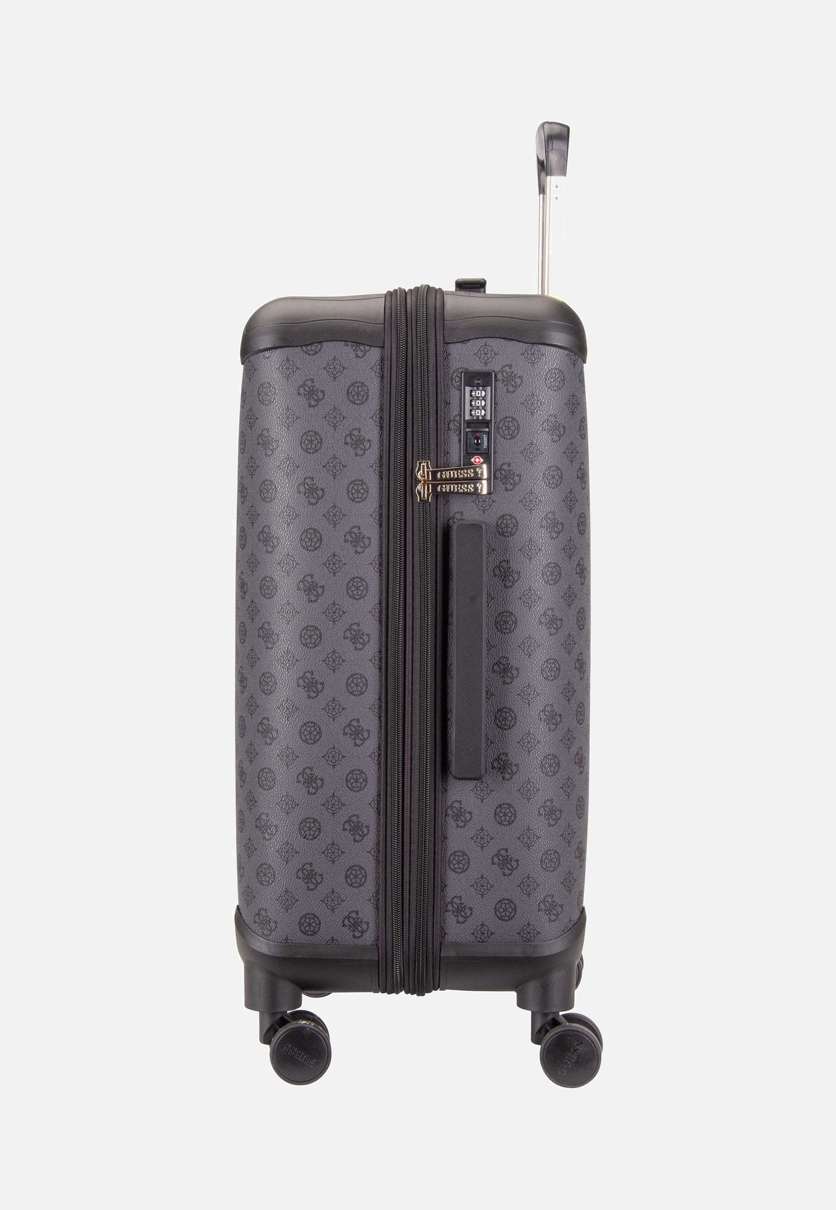 Guess Wilder 22 in 8-Wheeler Logo Charcoal Suitcase