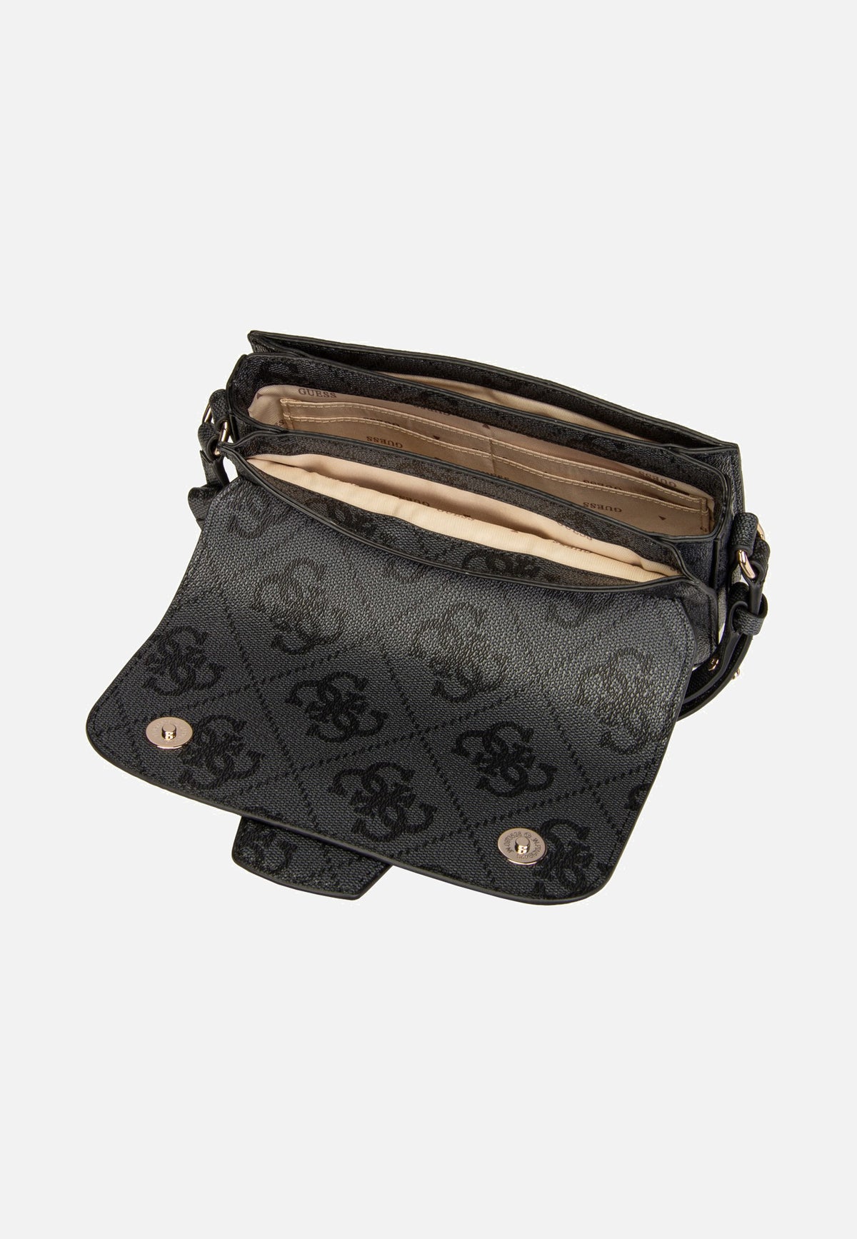 Guess Janie Logo Conv Xbody Flap Coal Logo Schoudertas