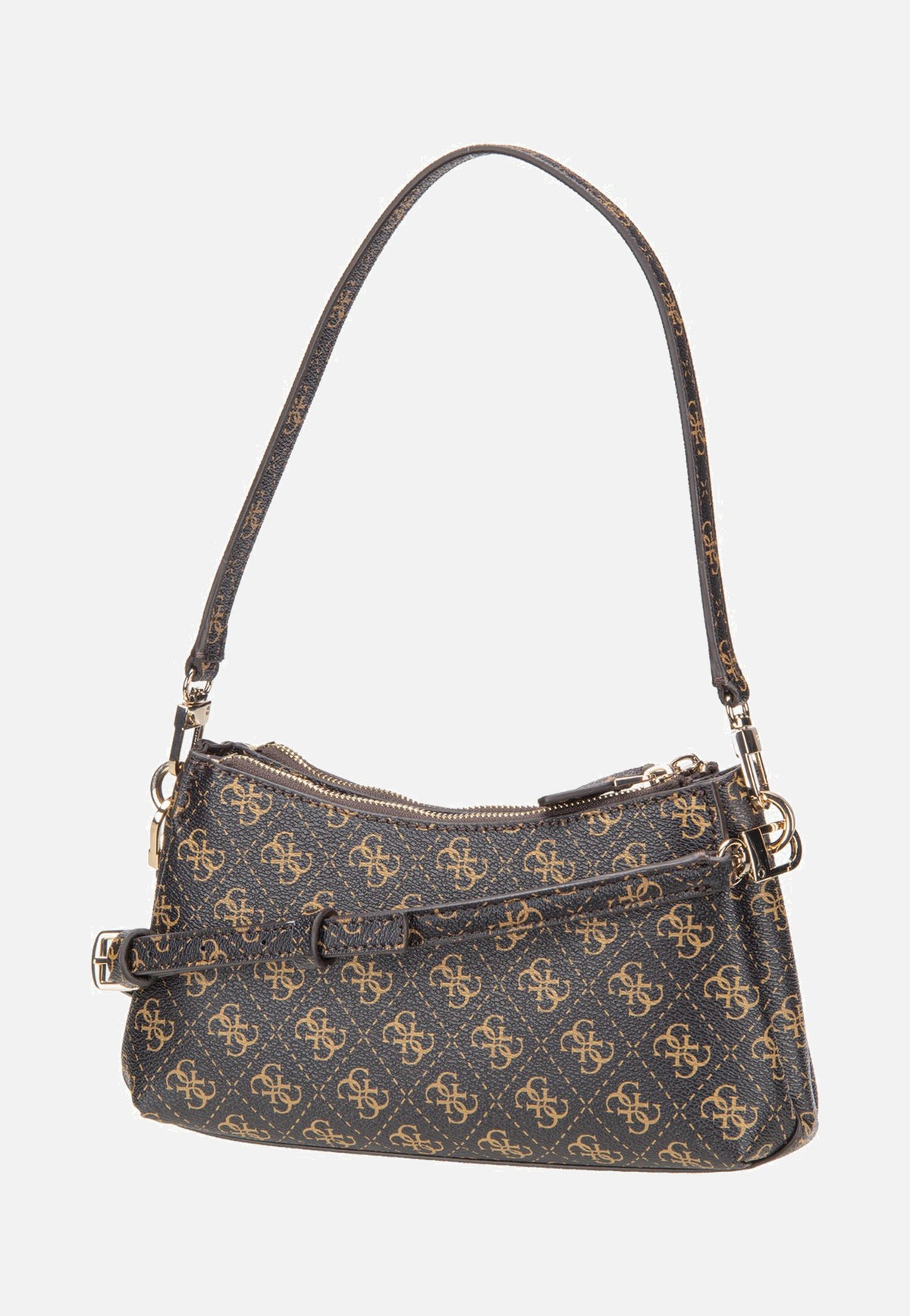 Guess Noelle II 3 Comp Shldr Xbody Brown Logo Shoulder Bag