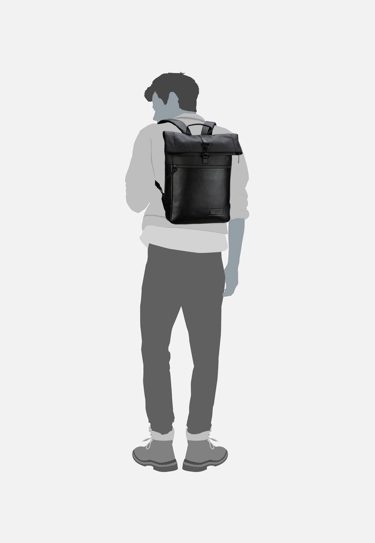 Jost Stockholm Courier Black Rolltop Rugzak