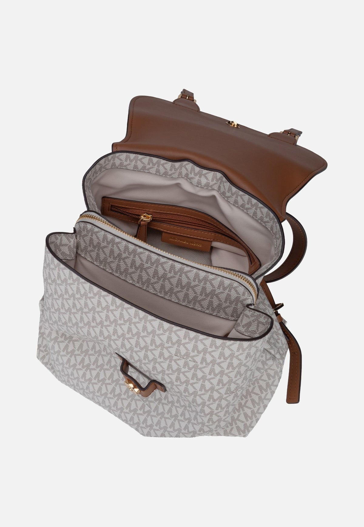 Michael Kors Quinn MD Flap Vanilla/Acorn Zaino