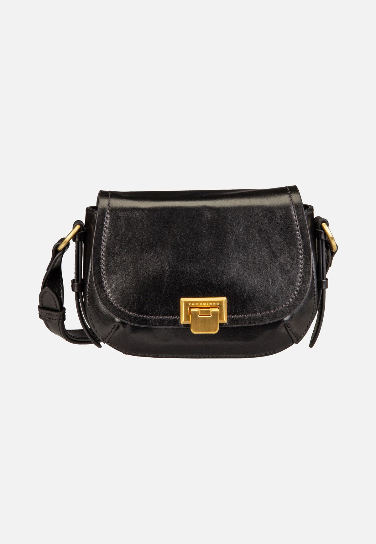 The Bridge Federica Crossbody Nero/Oro Saddle Bag