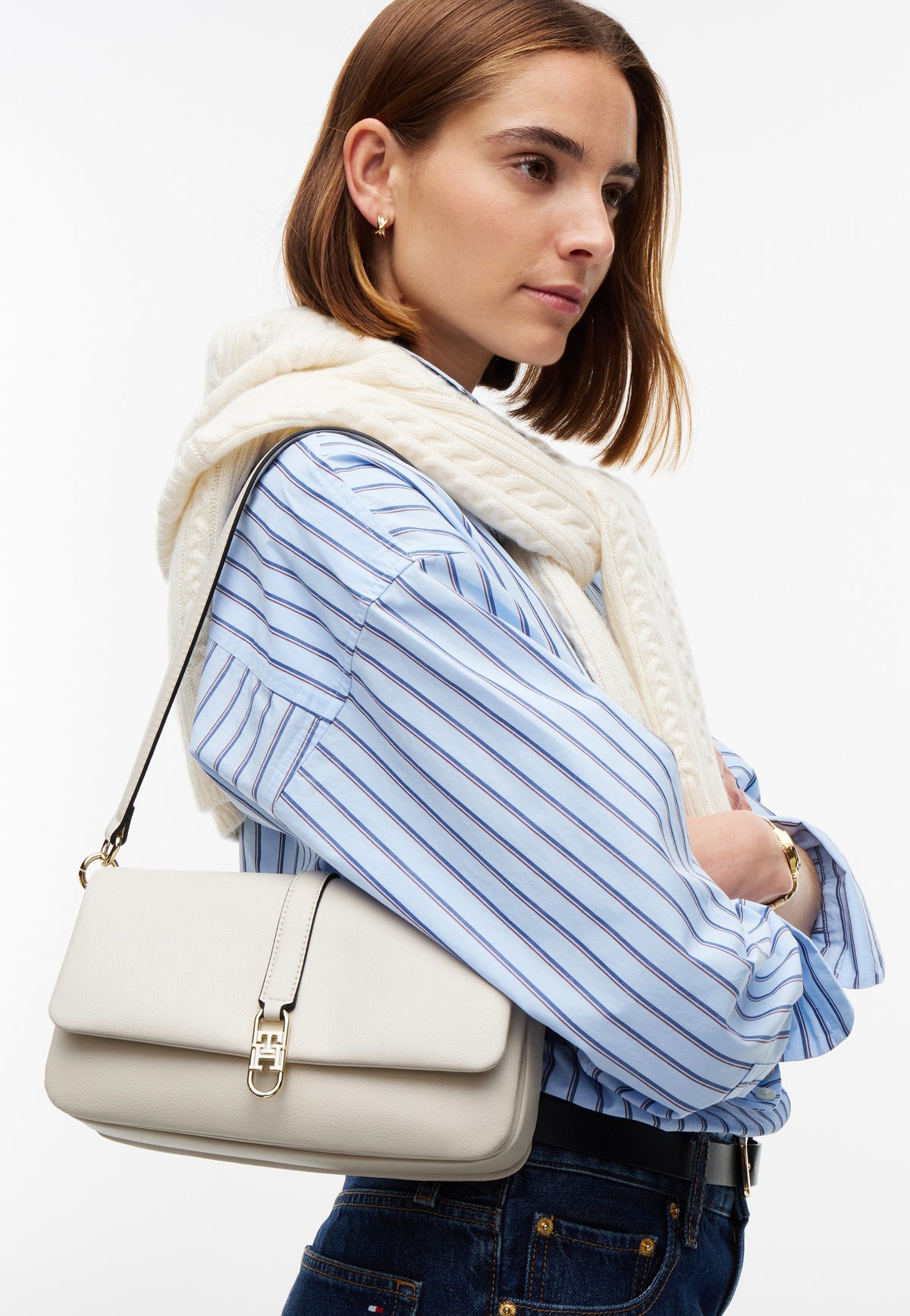 Tommy Hilfiger TH Libre Conv Flap Crossover Soft Cream Bolso bandolera