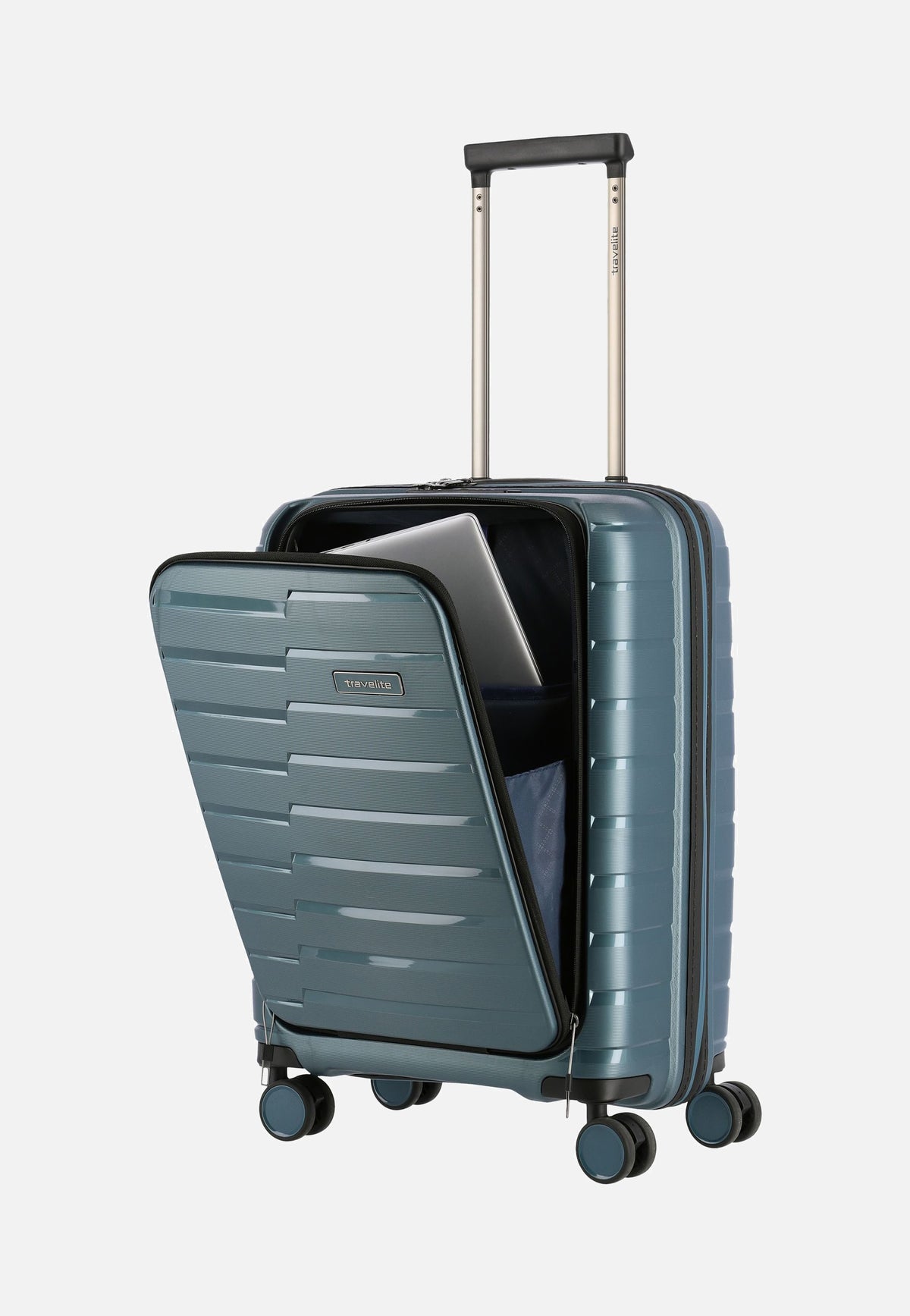 travelite Air Base 4-Rad Trolley S Vortasche Eisblau Maleta