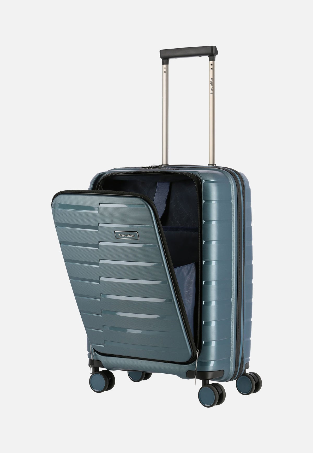 travelite Air Base 4-Rad Trolley S Vortasche Eisblau Maleta