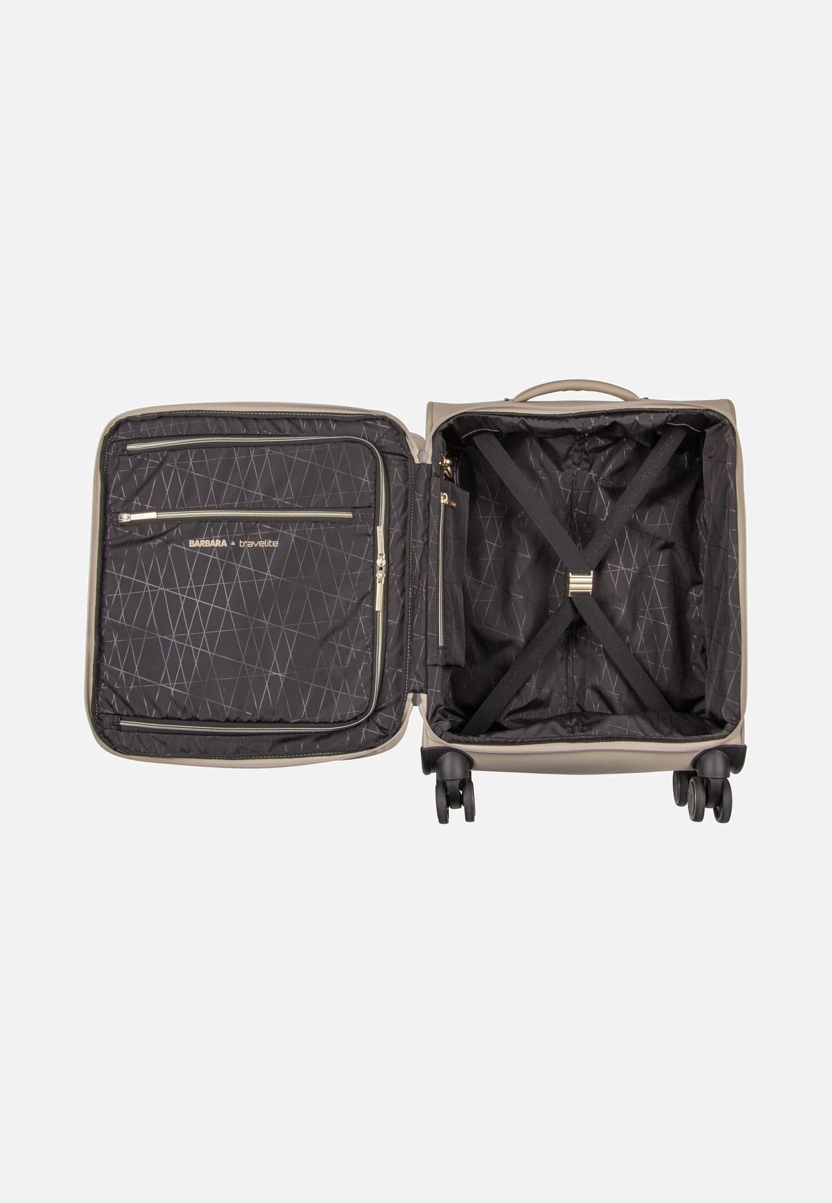 travelite Barbara Stepp 4W Trolley S Exp Satin Nude Suitcase