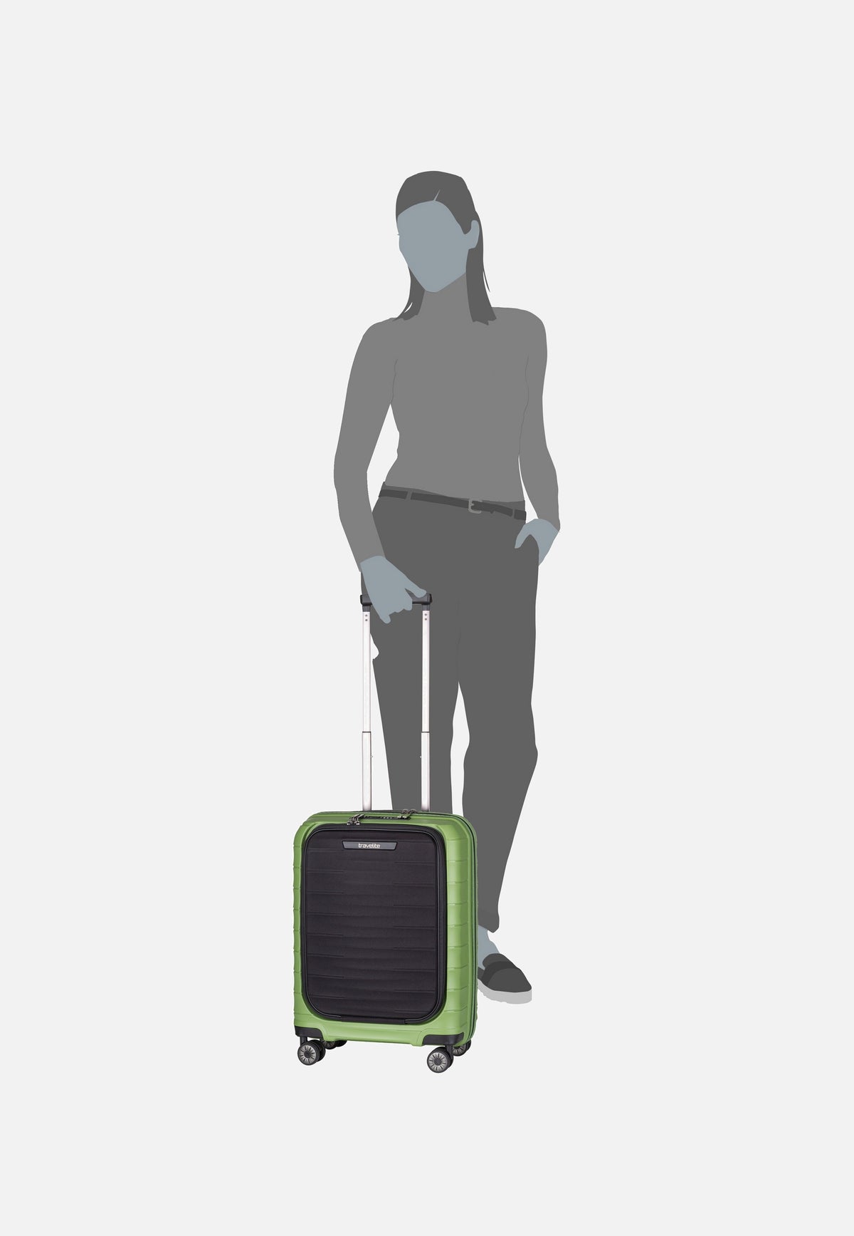 travelite Mooby 4w Trolley S Front Pocket Grün Suitcase