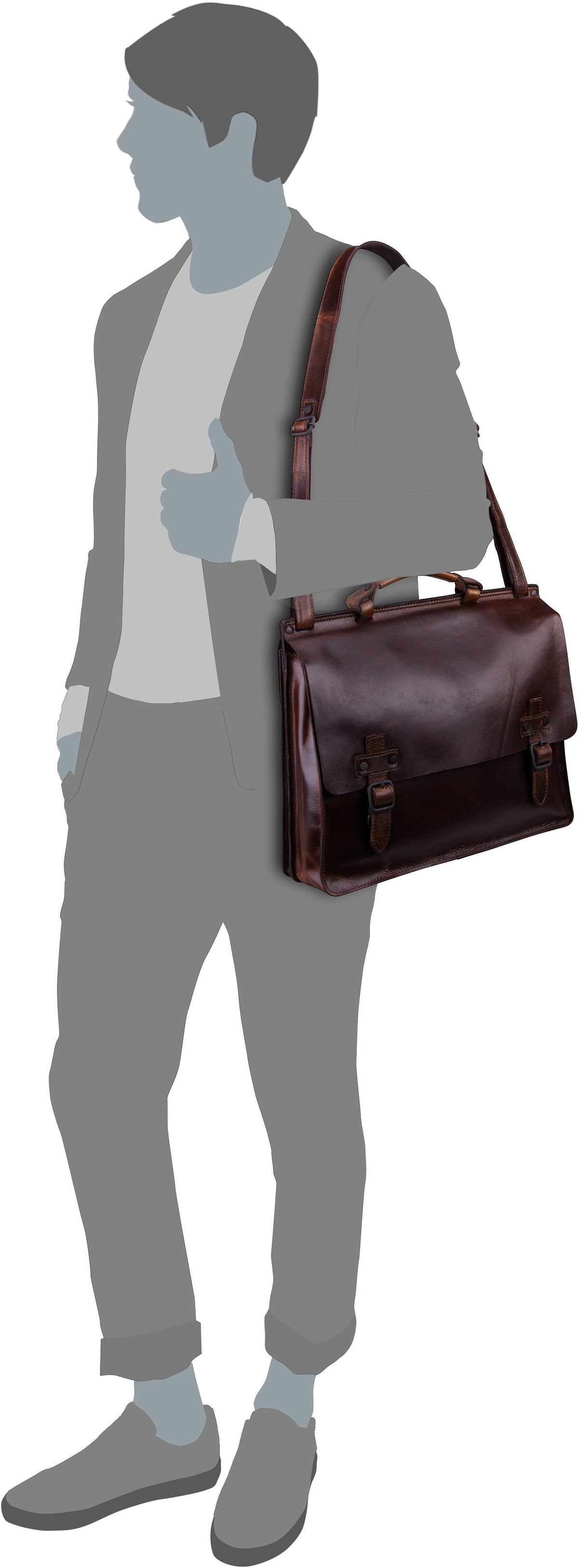 Harold's Aberdeen 2910 Mappe Braun Briefcase – Silhouette View