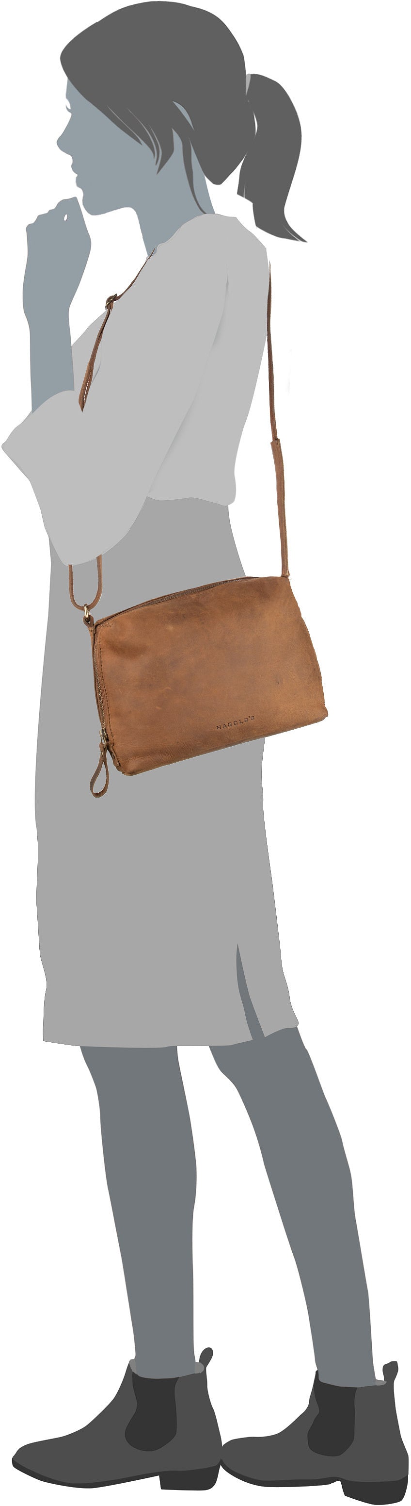 Harold's Antic Casual Postcase L Natur Crossbody Bag – Silhouette View