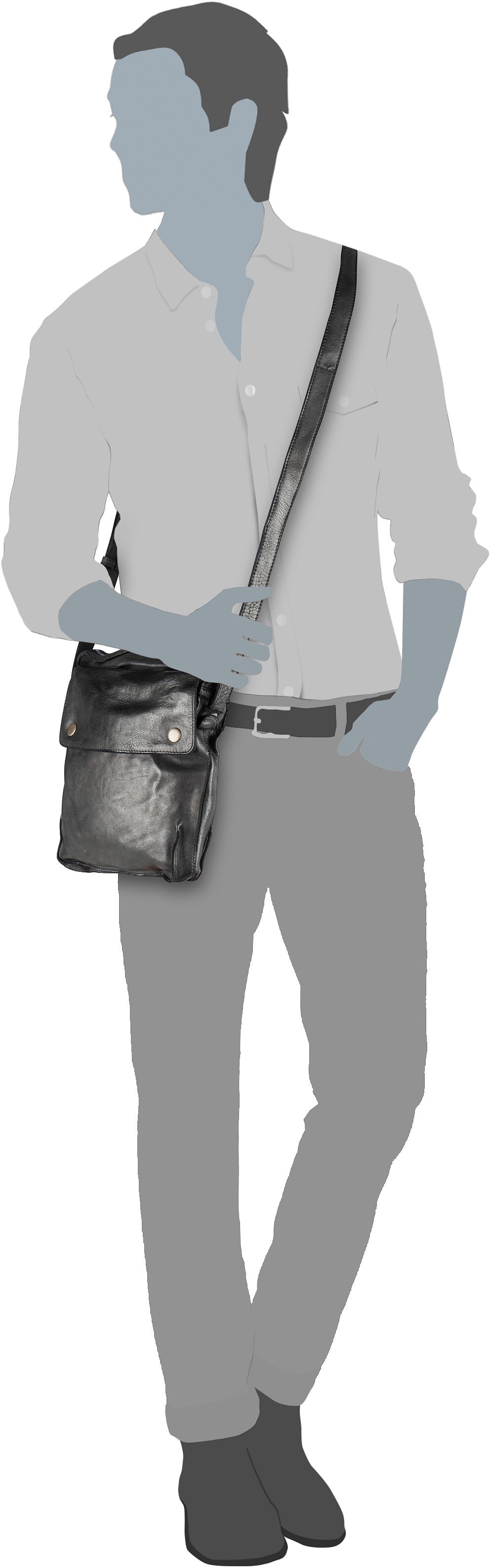 Harold's Submarine M Cognac Crossbody Bag – Silhouette View