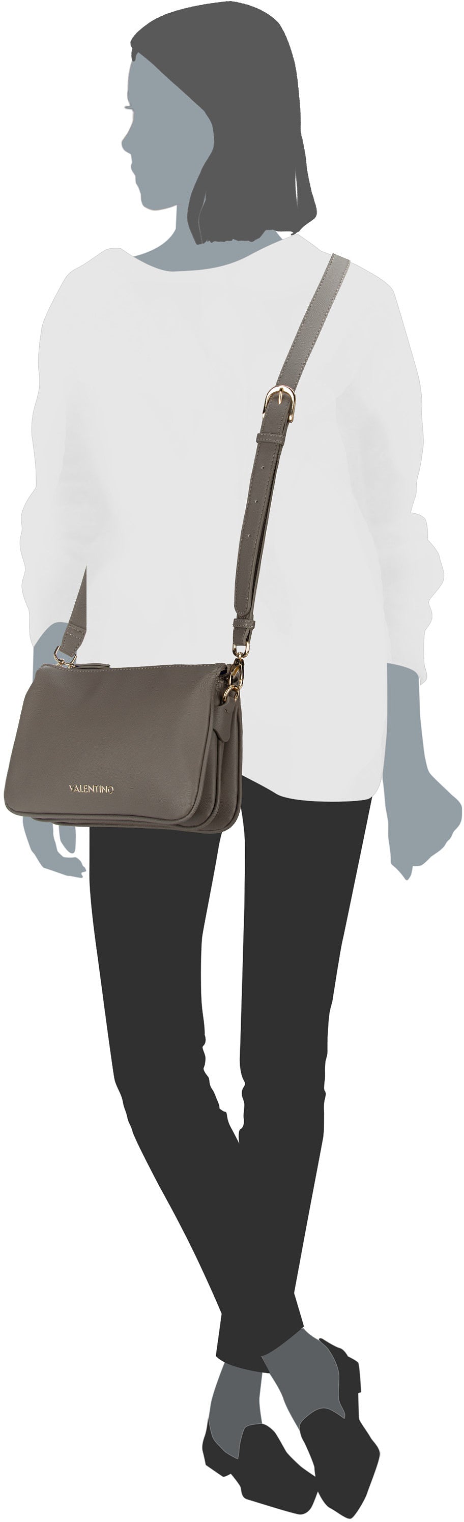 Valentino Zero RE 308 Beige Crossbody Bag – Silhouette View