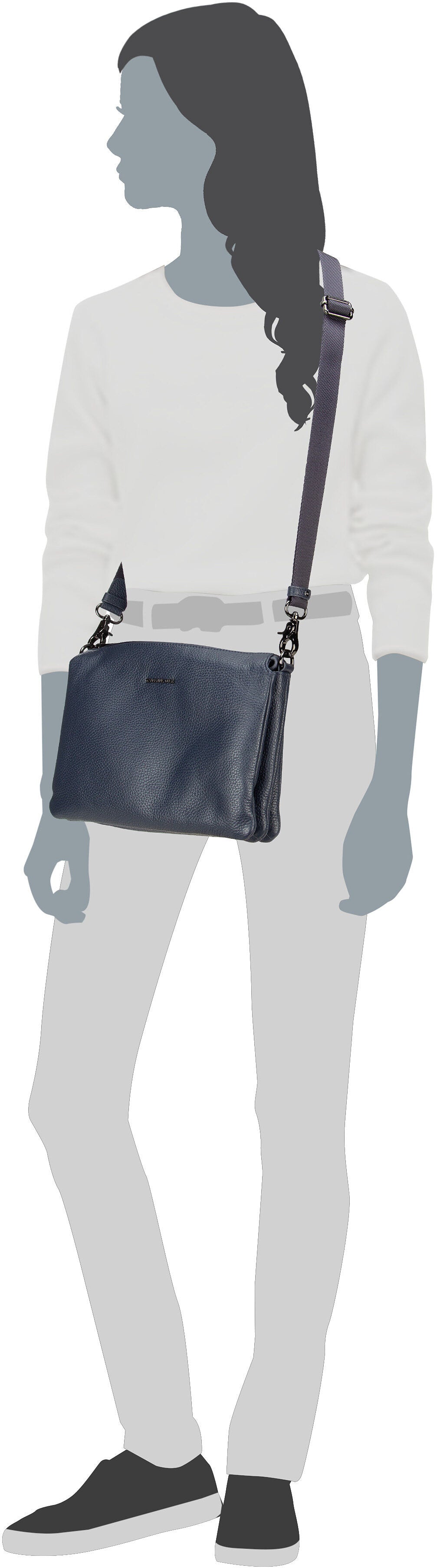 Mandarina Duck Mellow Leather FZT12 Warm Taupe Sac à bandoulière – Vue Silhouette