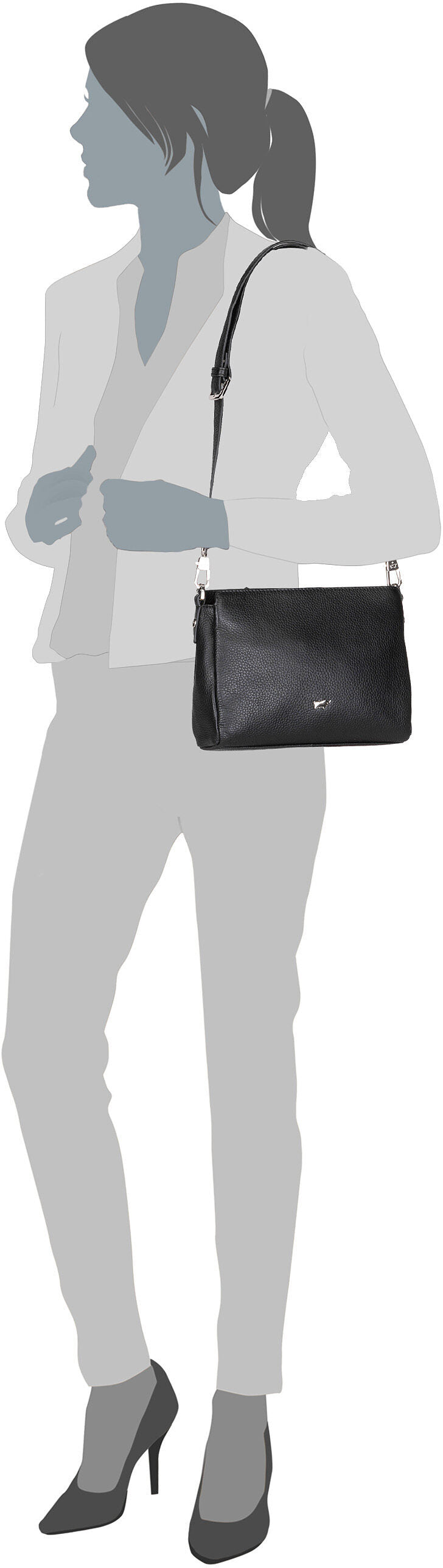 Braun Büffel Hanna RV Zip Schwarz Borsa a tracolla – Vista Silhouette