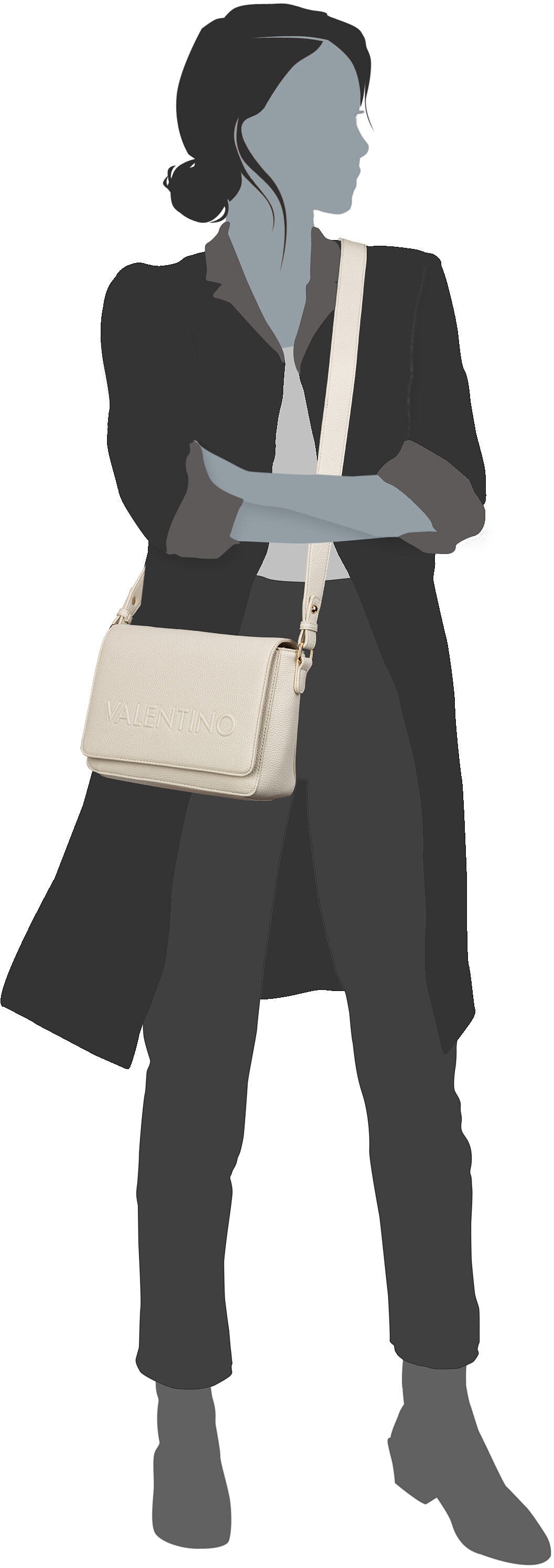 Valentino Rised RE P909 Ecru Sac à bandoulière – Vue Silhouette