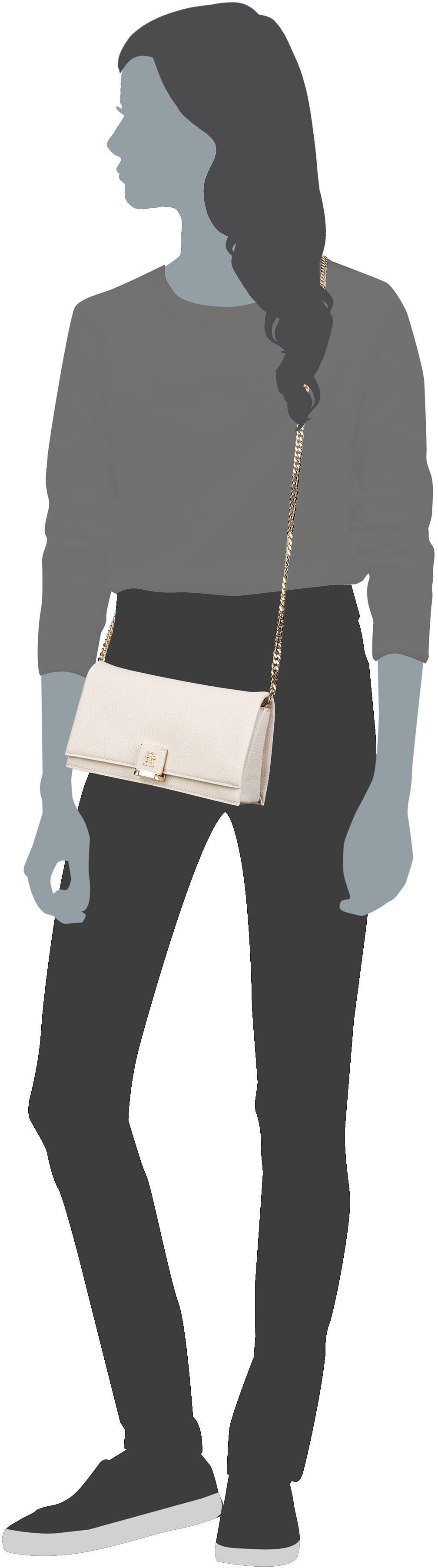 Tommy Hilfiger TH Her Flap With Chain 17403 SP25 Black Embrayage – Vue Silhouette