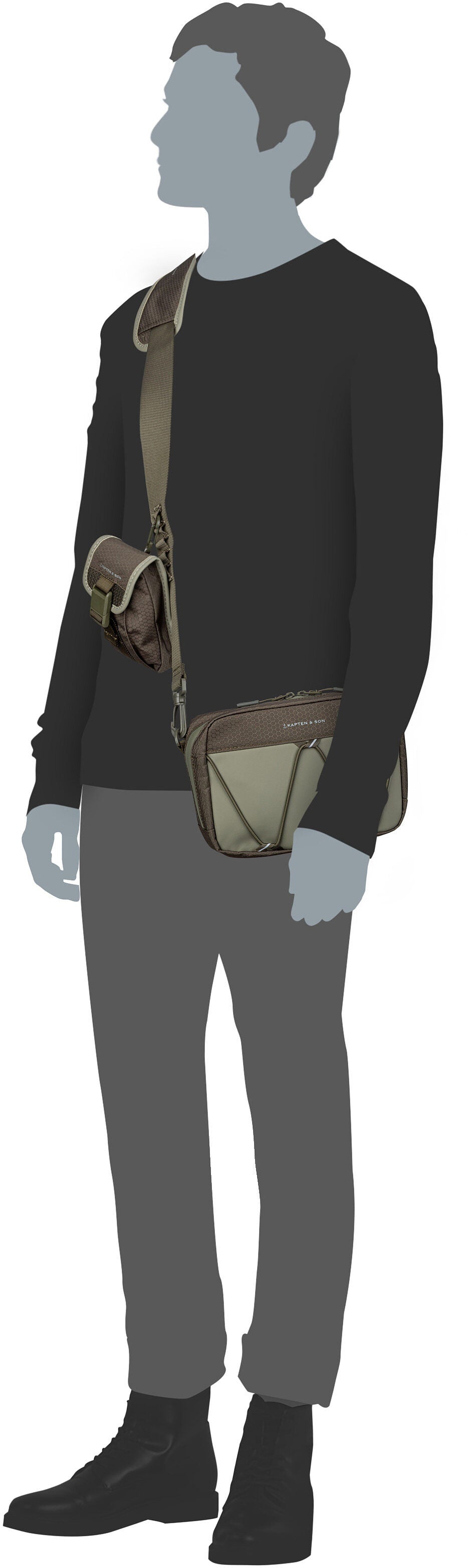 Kapten & Son Banff Chestbag Stone Grey Crossbody Bag – Silhouette View