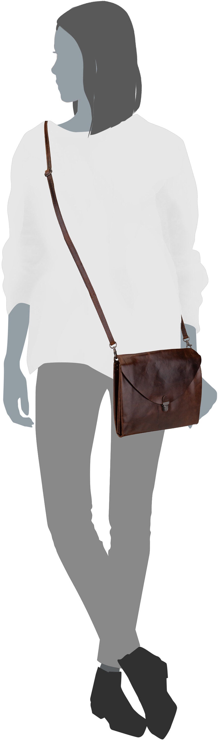 Harold's Fold Handbag Clutch L FO3 Grün Borsa a tracolla – Vista Silhouette