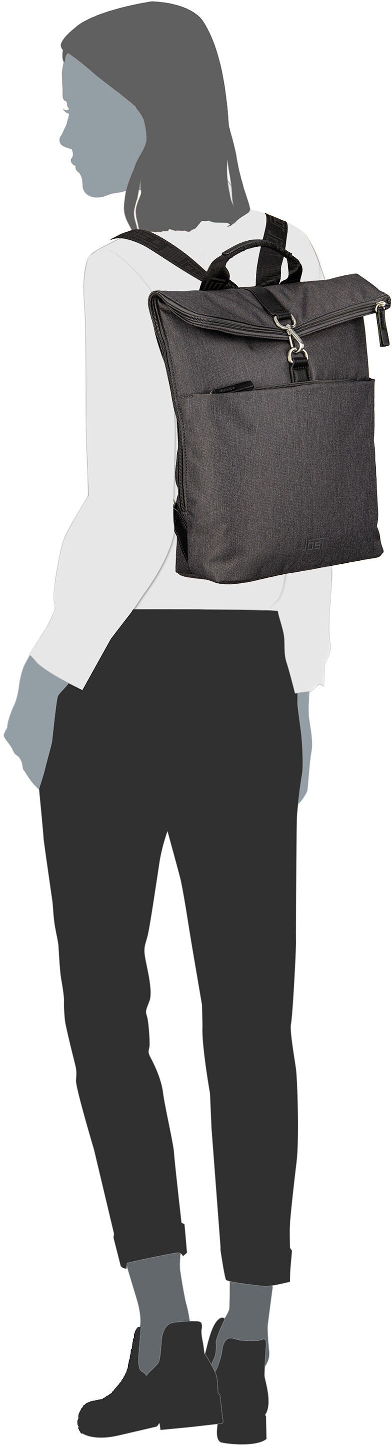 Jost Bergen 1606 Schwarz Zaino arrotolabile – Vista Silhouette