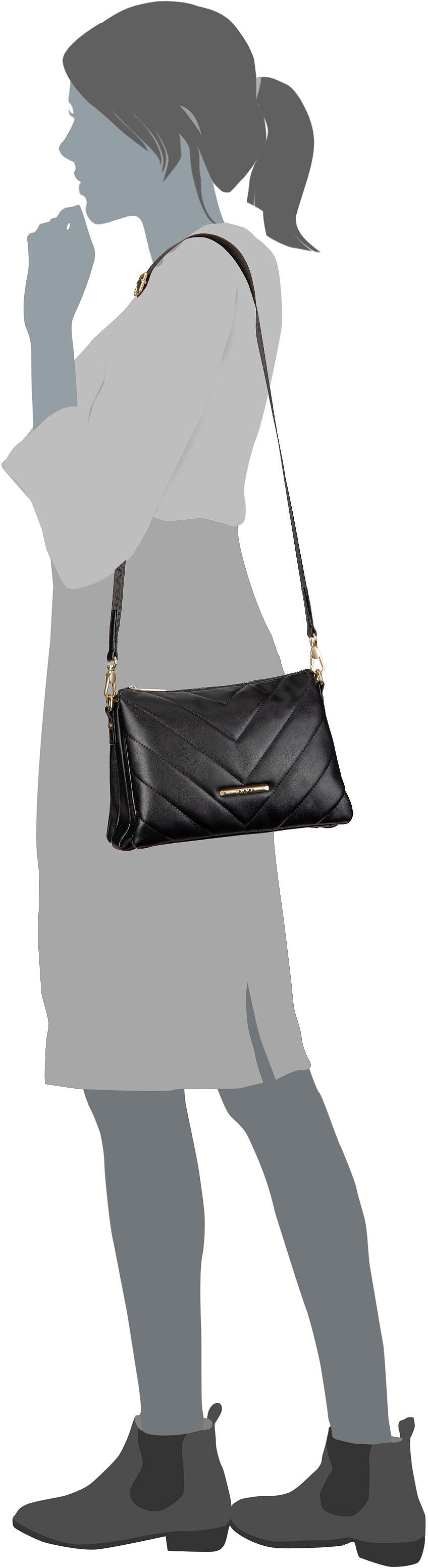 travelite Barbara Cozy CB Trio Schwarz Bolso bandolera – Vista Silueta