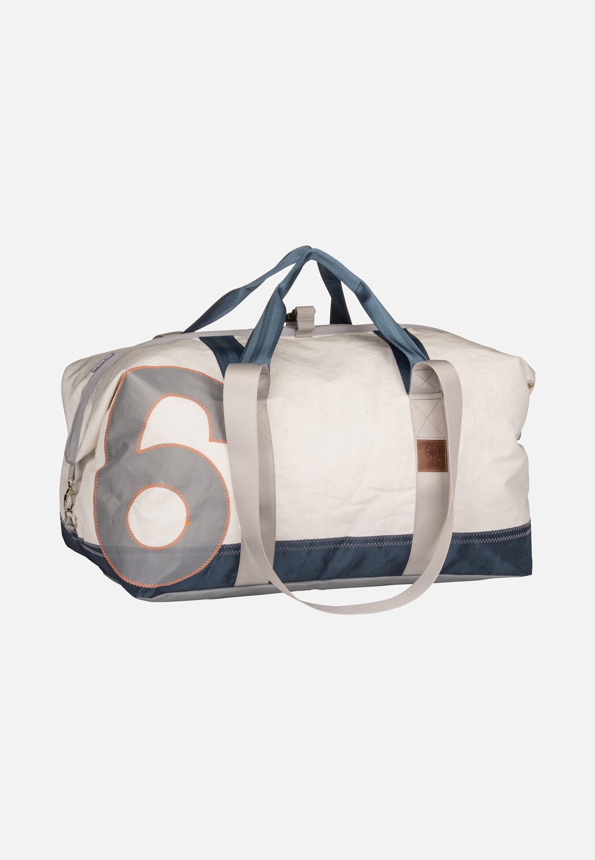 360Grad Kutter XL Weiß/Balken Blau/Zahl Hellgrau Dufflebag