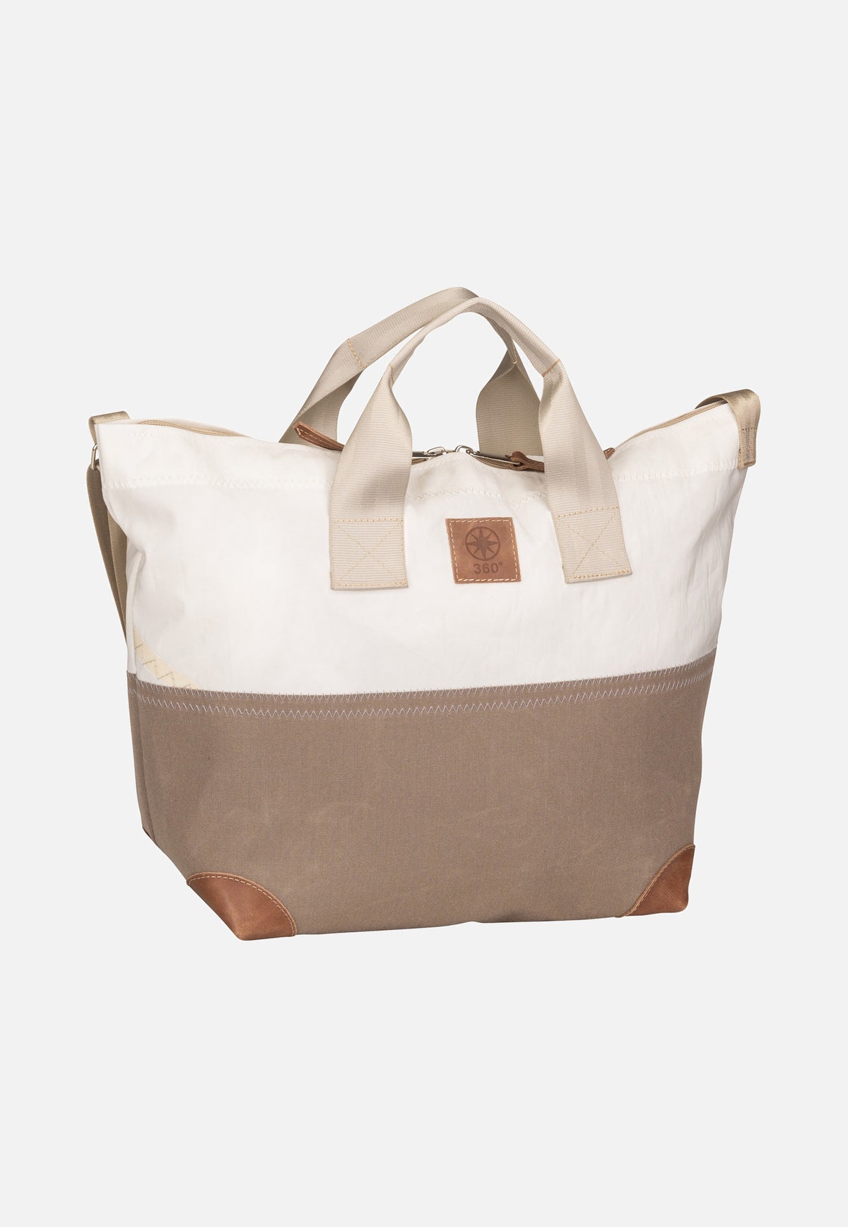 360Grad Suutje Weiß/Balken Taupe Crossbody Bag