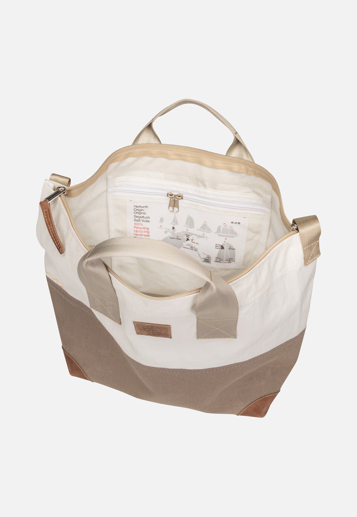 360Grad Suutje Weiß/Balken Taupe Crossbody Bag