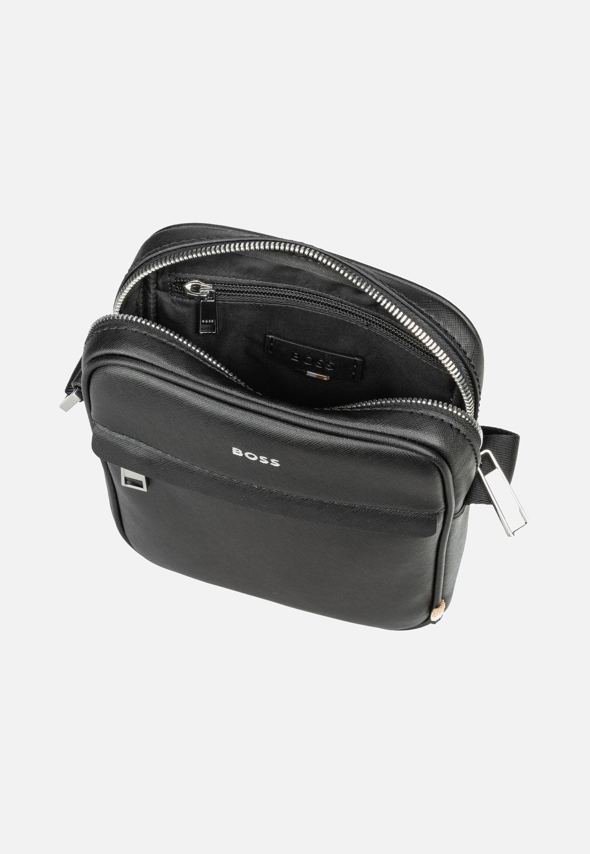 BOSS Zair North South Zip Black Crossbody Bag