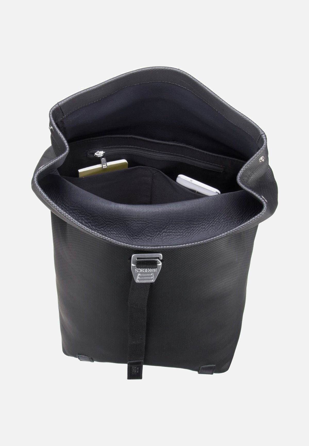 Brooks England Pickwick Reflective Leather Black Rolltop Backpack