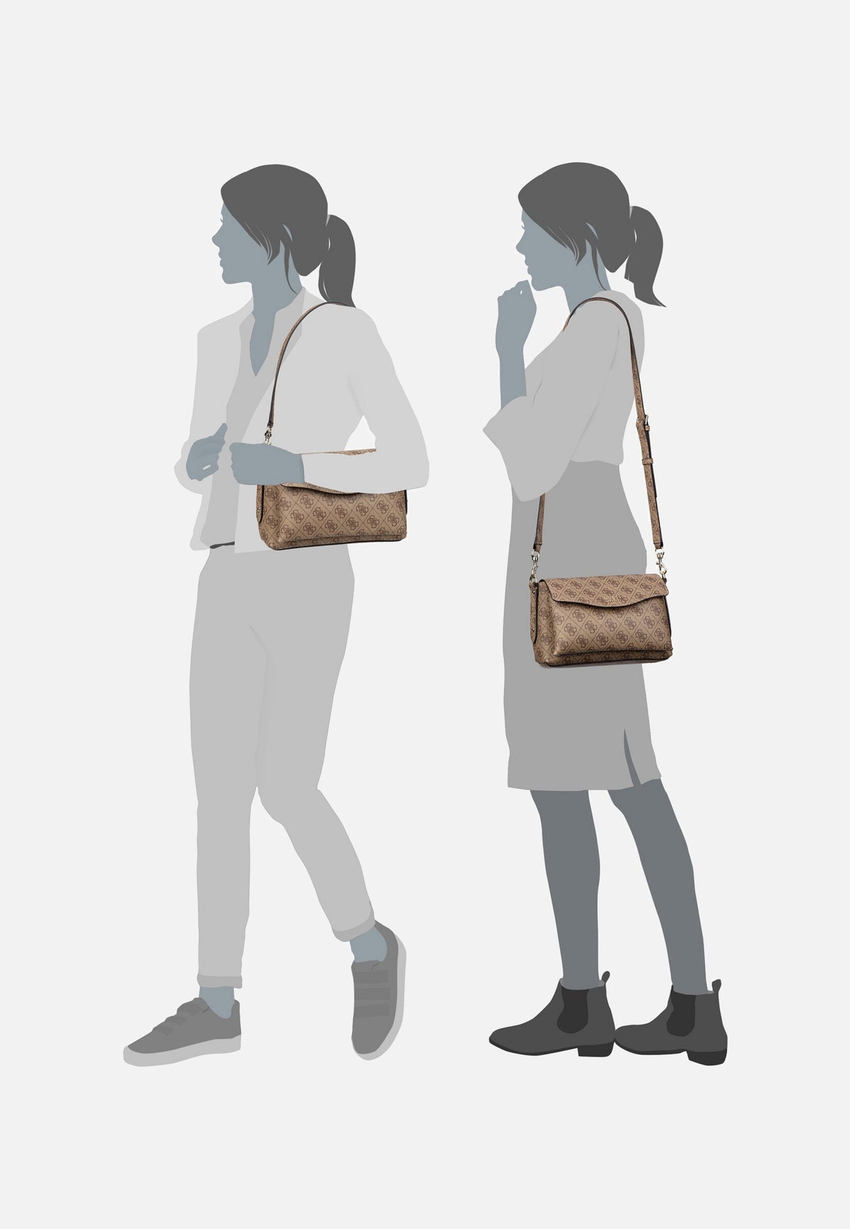 Guess Brenton Flap Logo 48190 Latte Shoulder Bag