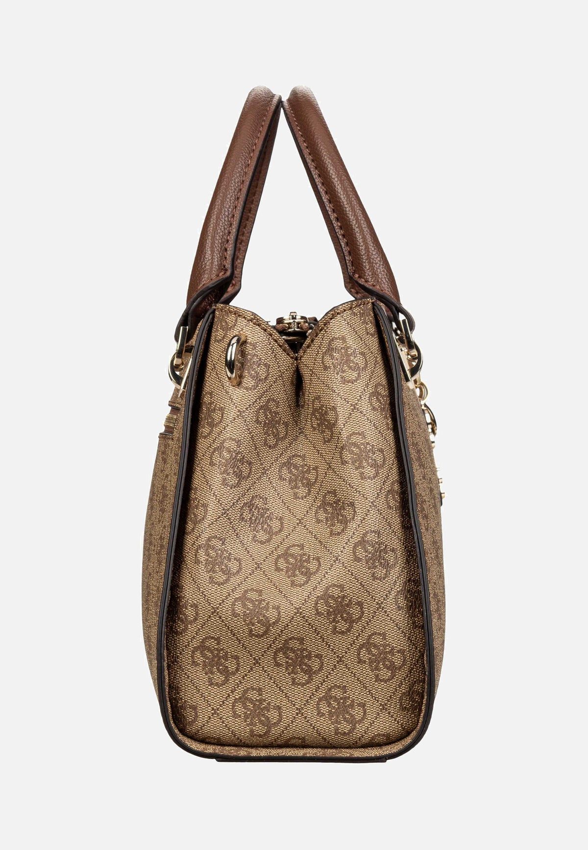 Guess Noelle II Luxury SAT 72070 Logo Latte/Brown Handle Bag