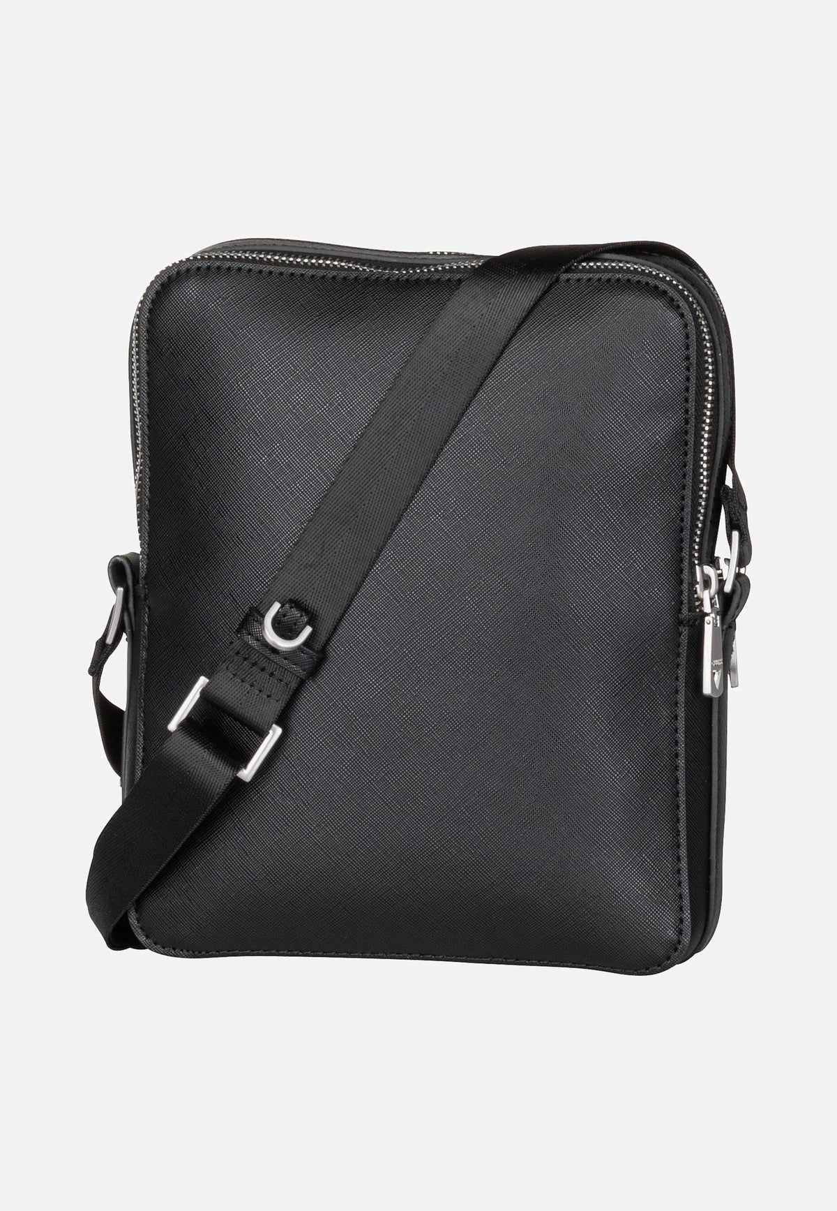 Guess Torino Saffiano Eco Double Zip Black Crossbody Bag