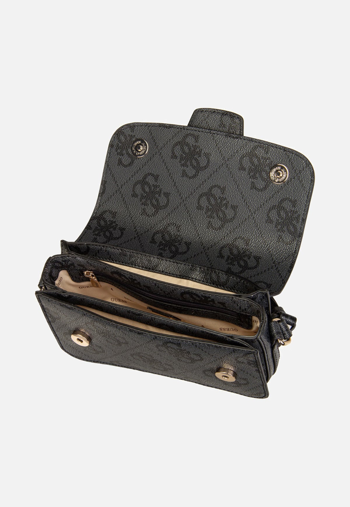 Guess Janie Logo Conv Xbody Flap Coal Logo Schoudertas