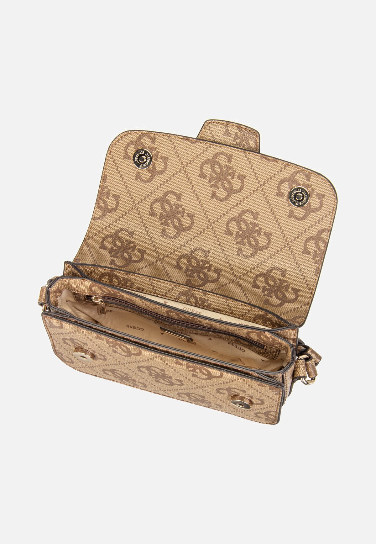 Guess Janie Logo Conv Xbody Flap Latte Logo Schoudertas