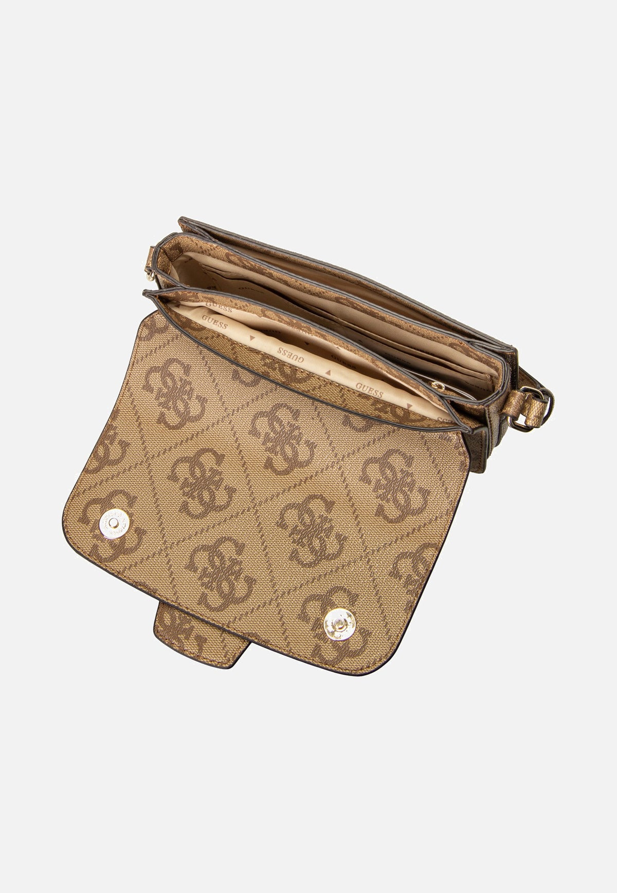 Guess Janie Logo Conv Xbody Flap Latte Logo Schoudertas