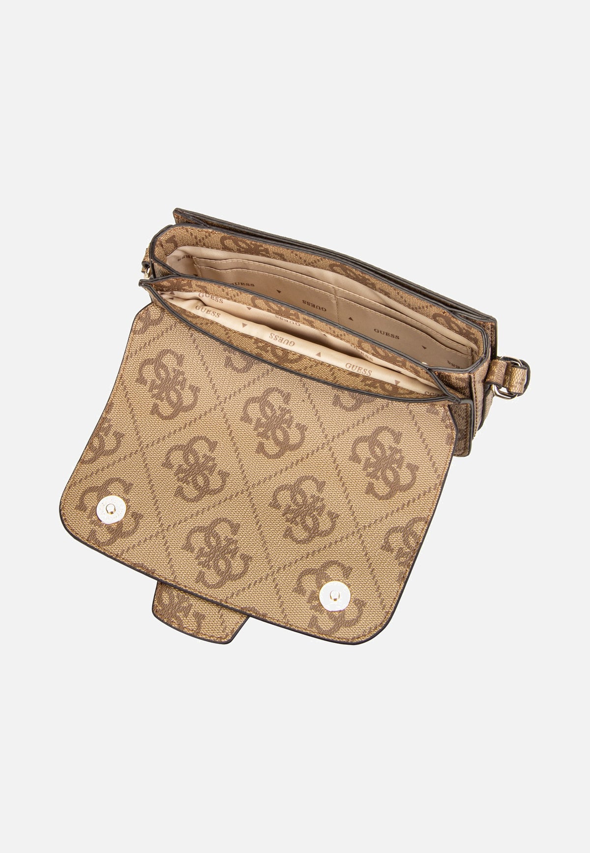 Guess Janie Logo Conv Xbody Flap Latte Logo Schoudertas
