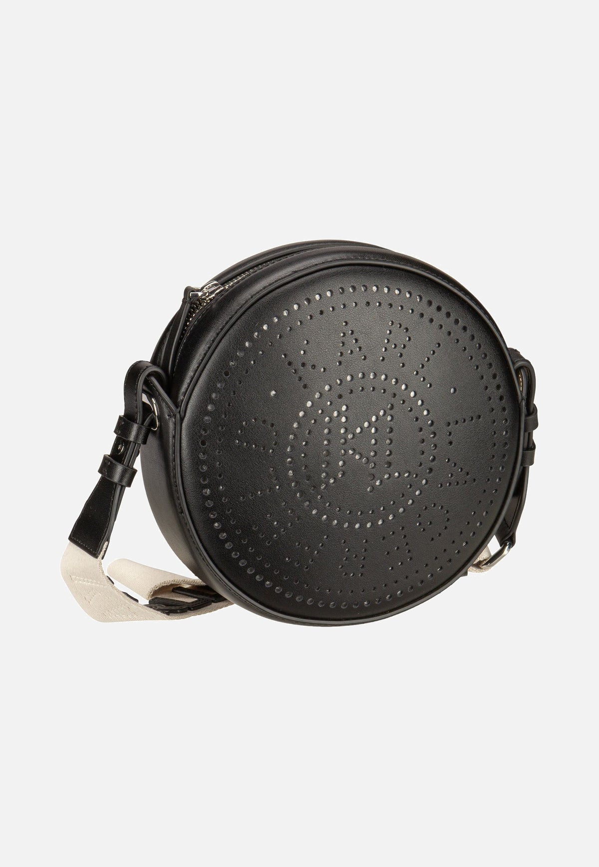 Karl Lagerfeld K/Circle Round CB  Perforated Black Crossbody Bag