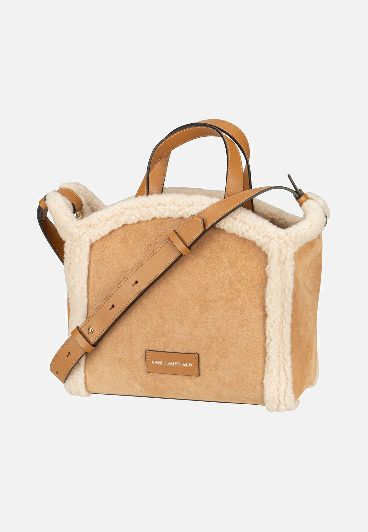 Karl Lagerfeld K/ circle SM Tote Shearling Caramel Tote Bag